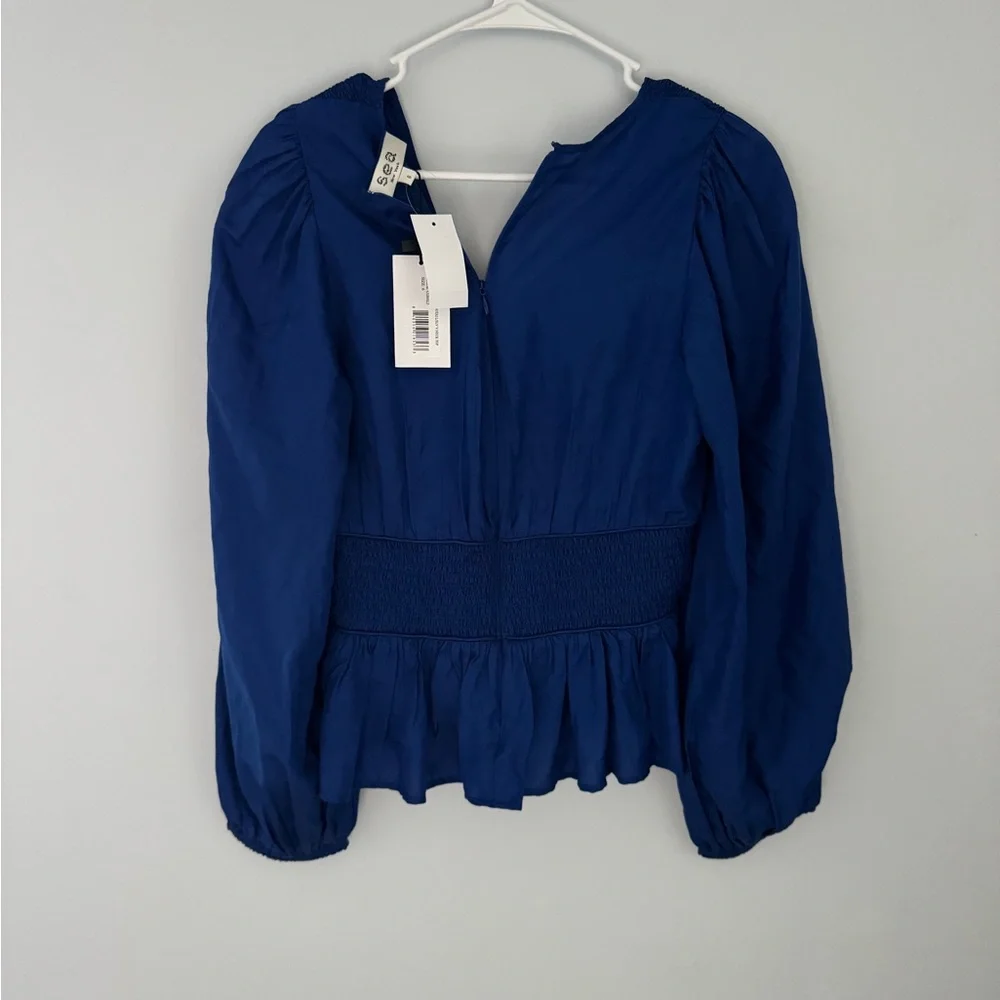 Sea New York Deep Blue V-Neck Blouse - Picture 3 of 6